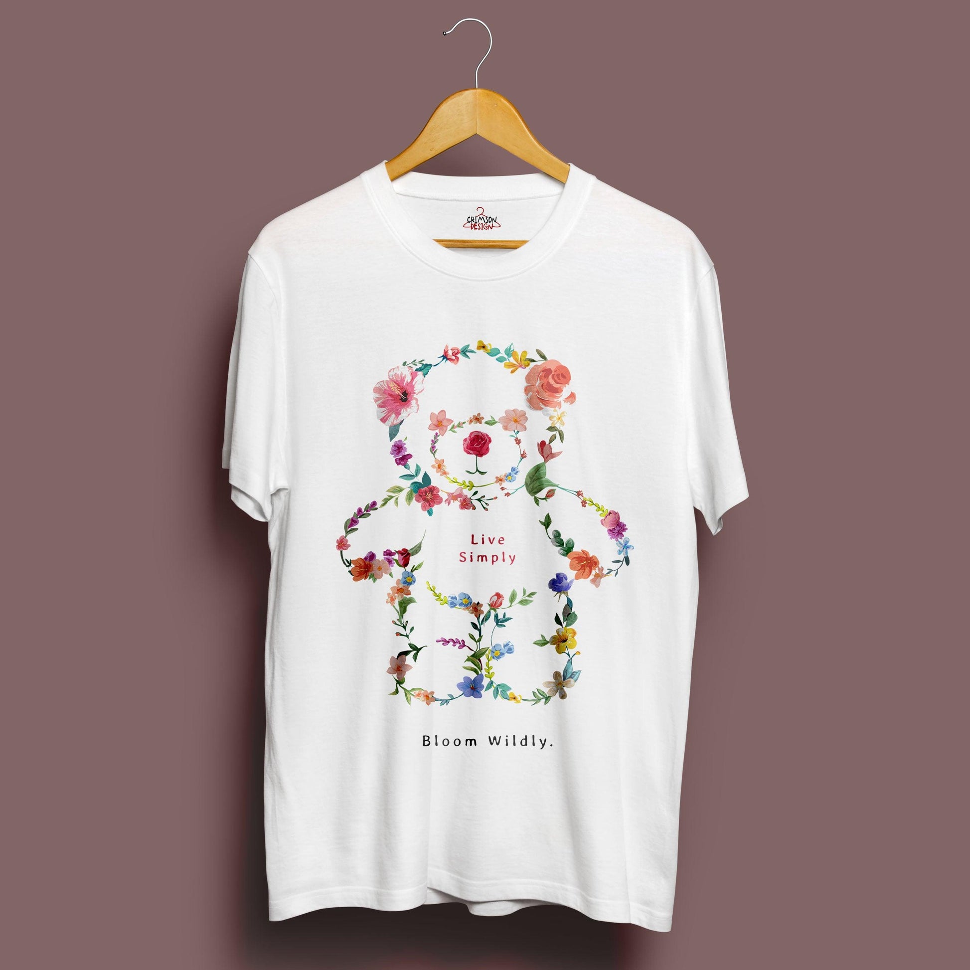 Bear Flower T-Shirt - Crimson x Design