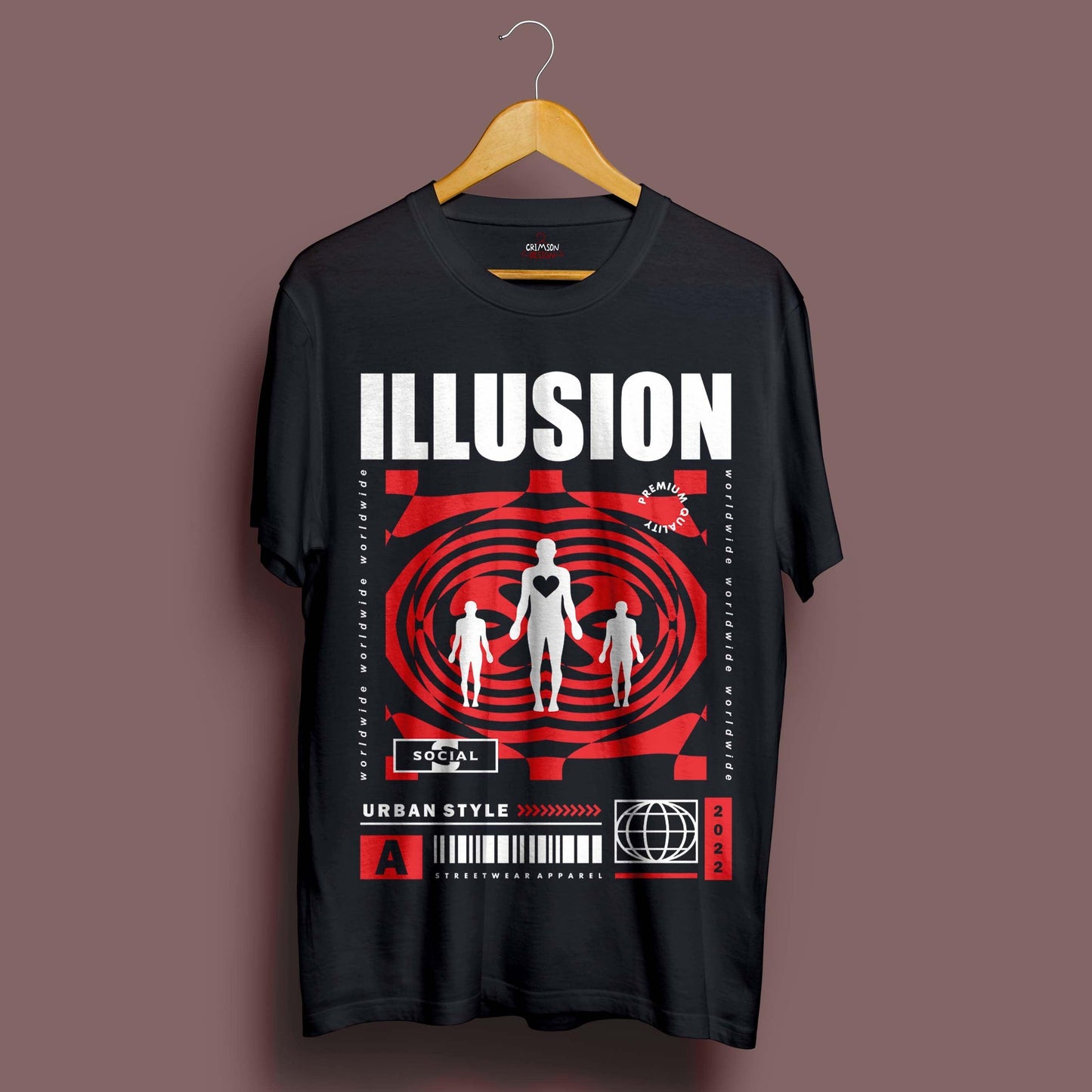 Illusion T-Shirt - Crimson x Design