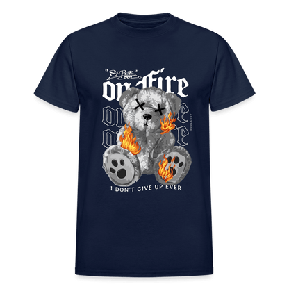 Bear On Fire T-Shirt - navy