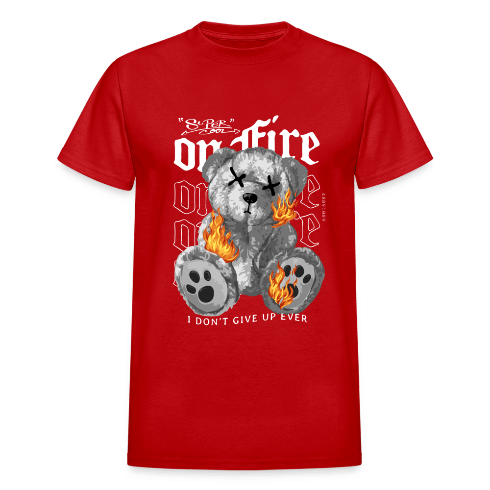 Bear On Fire T-Shirt - red