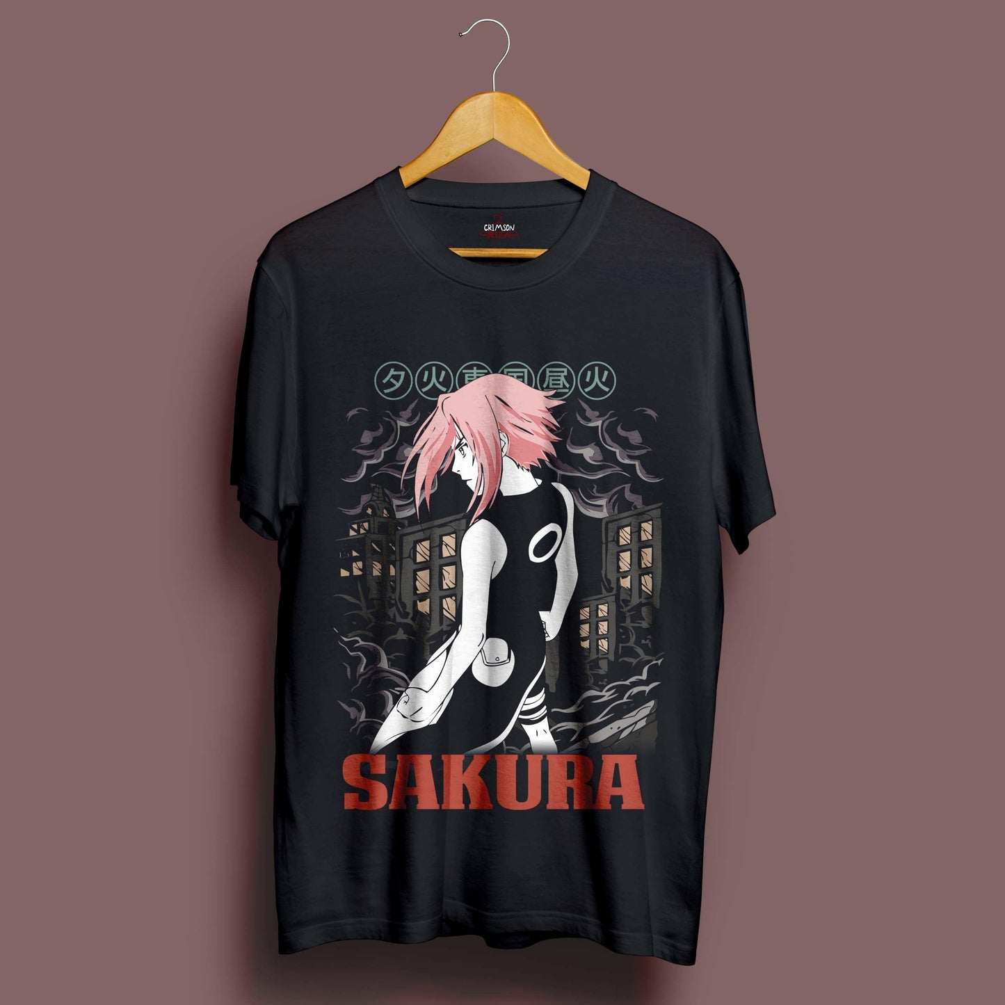 Retro Sakura T-Shirt - Crimson x Design