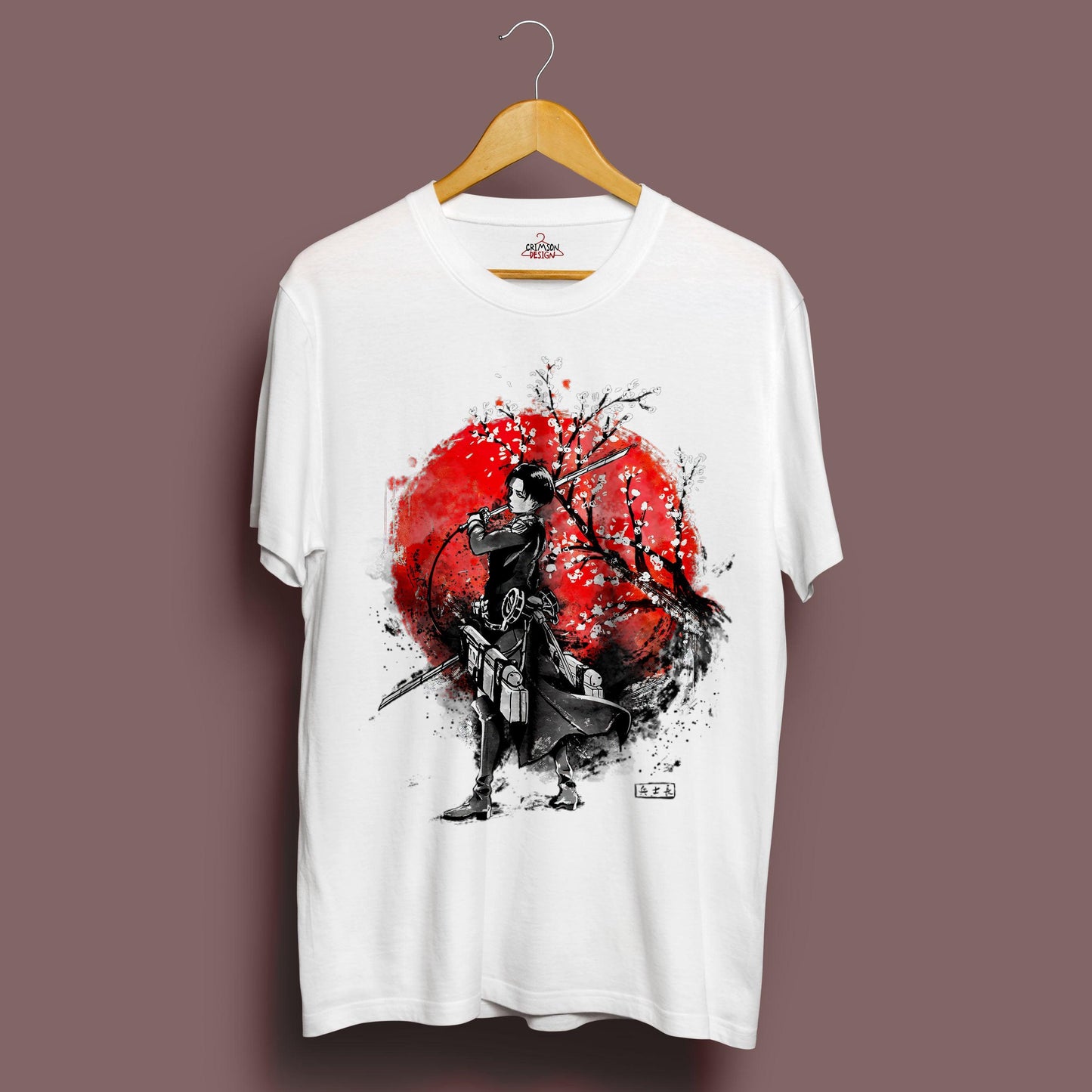 Cherry Blossom Levi - T-Shirt - Crimson x Design