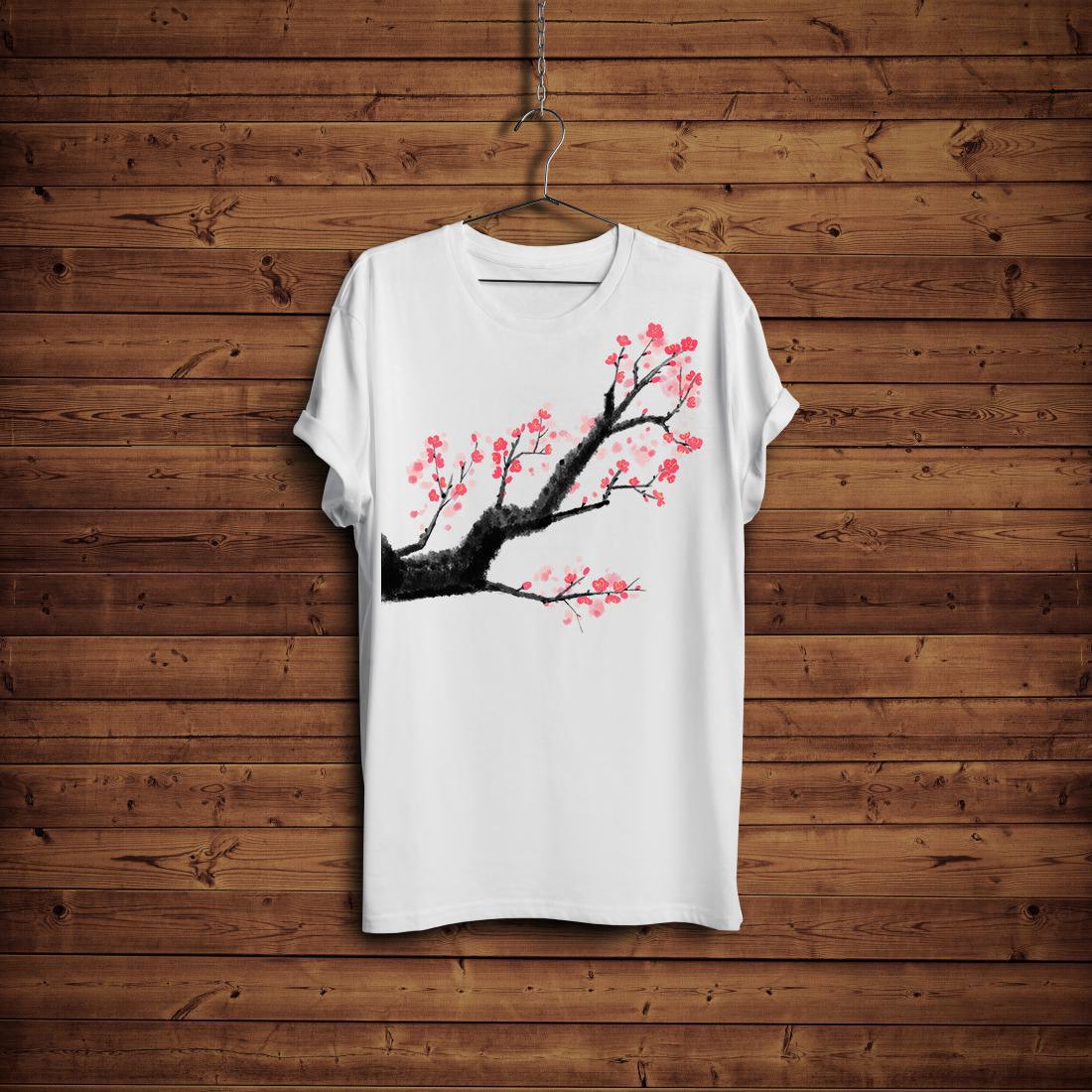 Watercolor Cherry Blossom T-Shirt - Crimson x Design