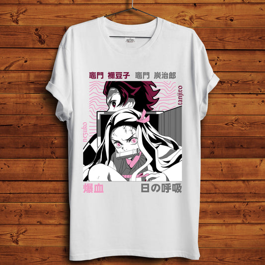 Tanjiro x Nezuko T-Shirt - Crimson x Design