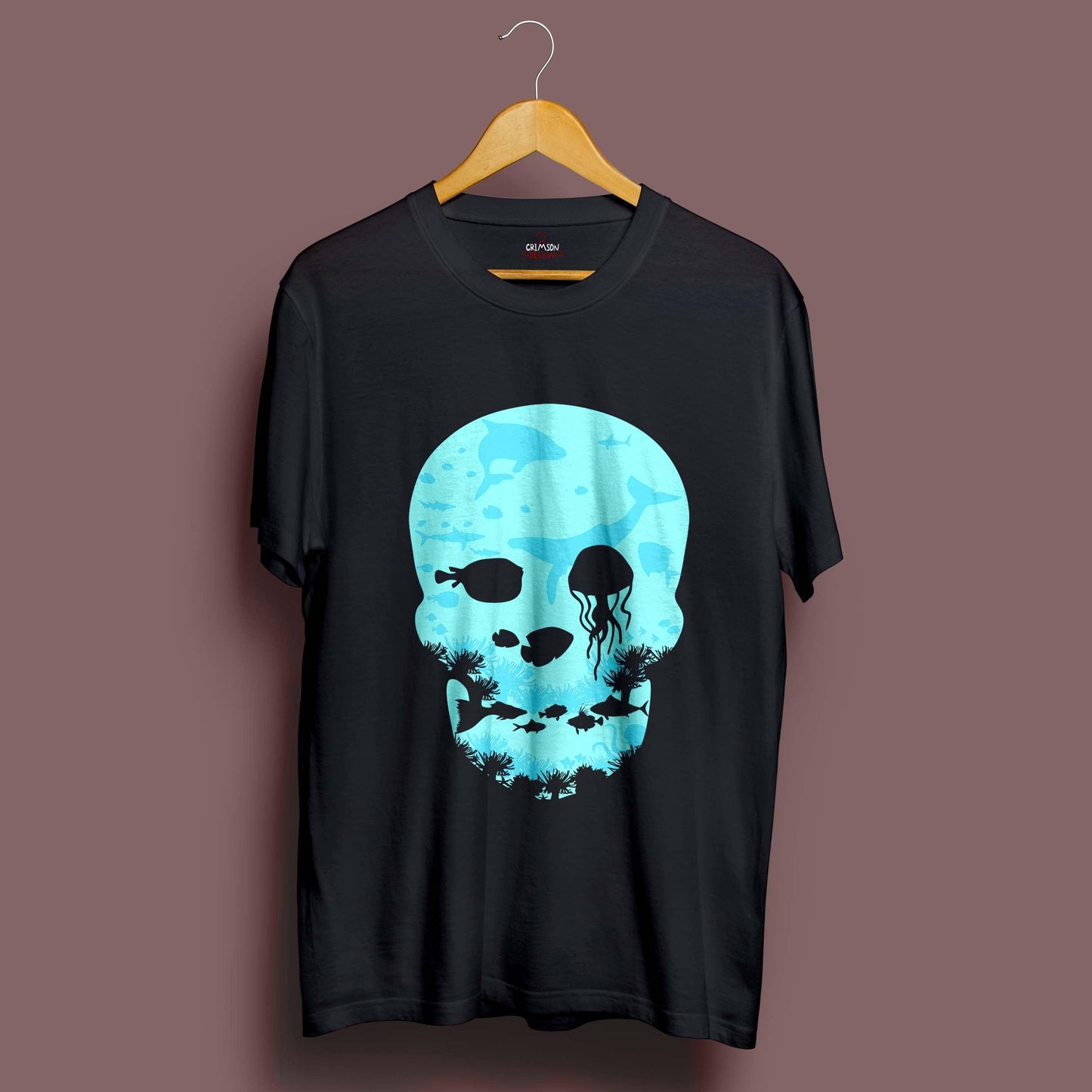 Aquatic Skull T-Shirt - Crimson x Design