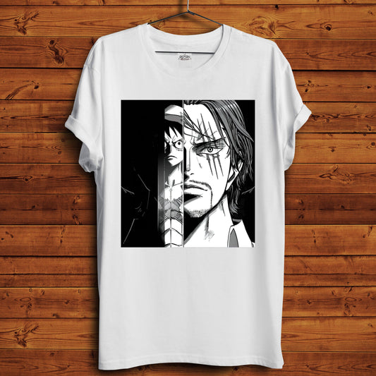 Luffy x Shanks T-Shirt - Crimson x Design