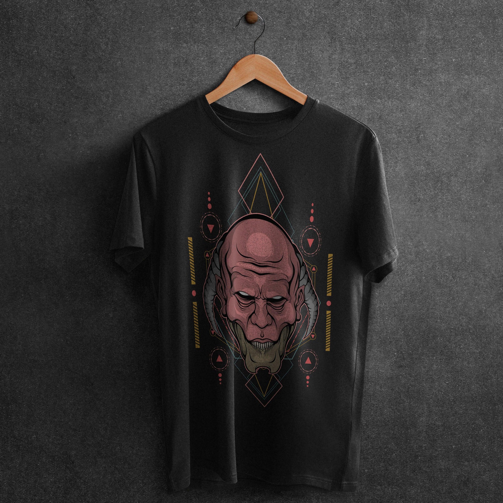 Back-Horned Demon T-Shirt - Crimson x Design