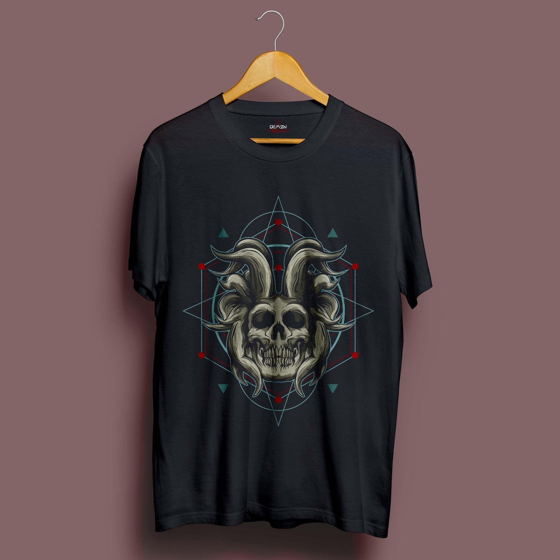 Horned Skull T-Shirt - Crimson x Design