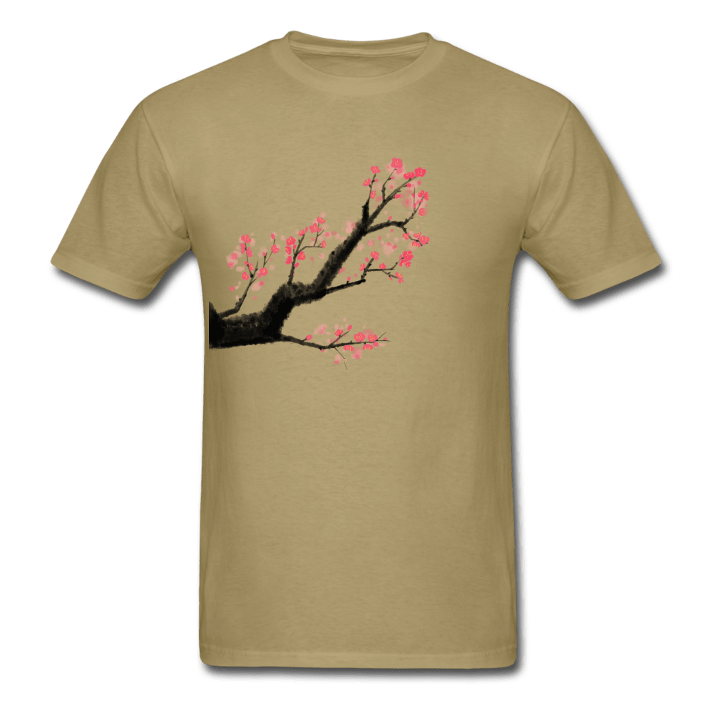 Watercolor Cherry Blossom T-Shirt - khaki