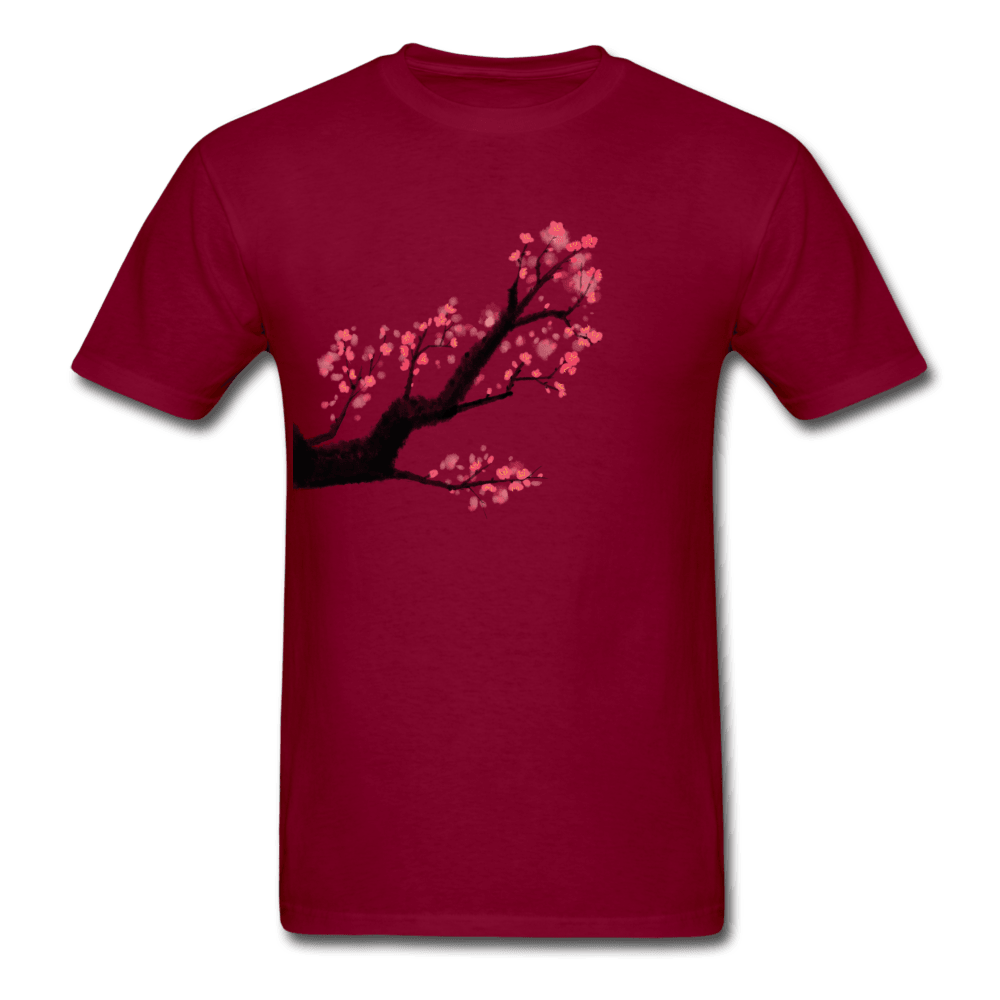 Watercolor Cherry Blossom T-Shirt - burgundy