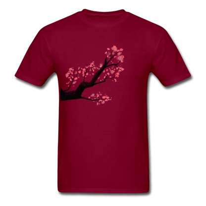 Watercolor Cherry Blossom T-Shirt - burgundy