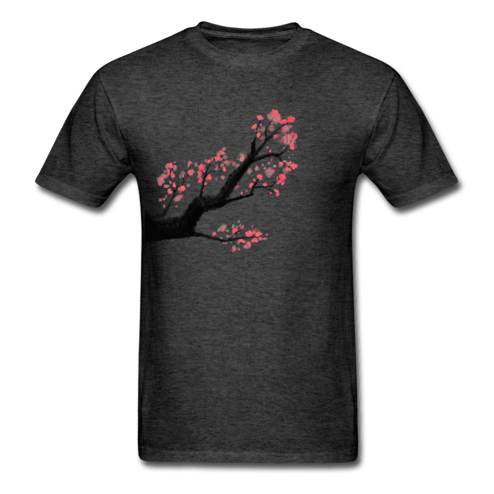 Watercolor Cherry Blossom T-Shirt - heather black