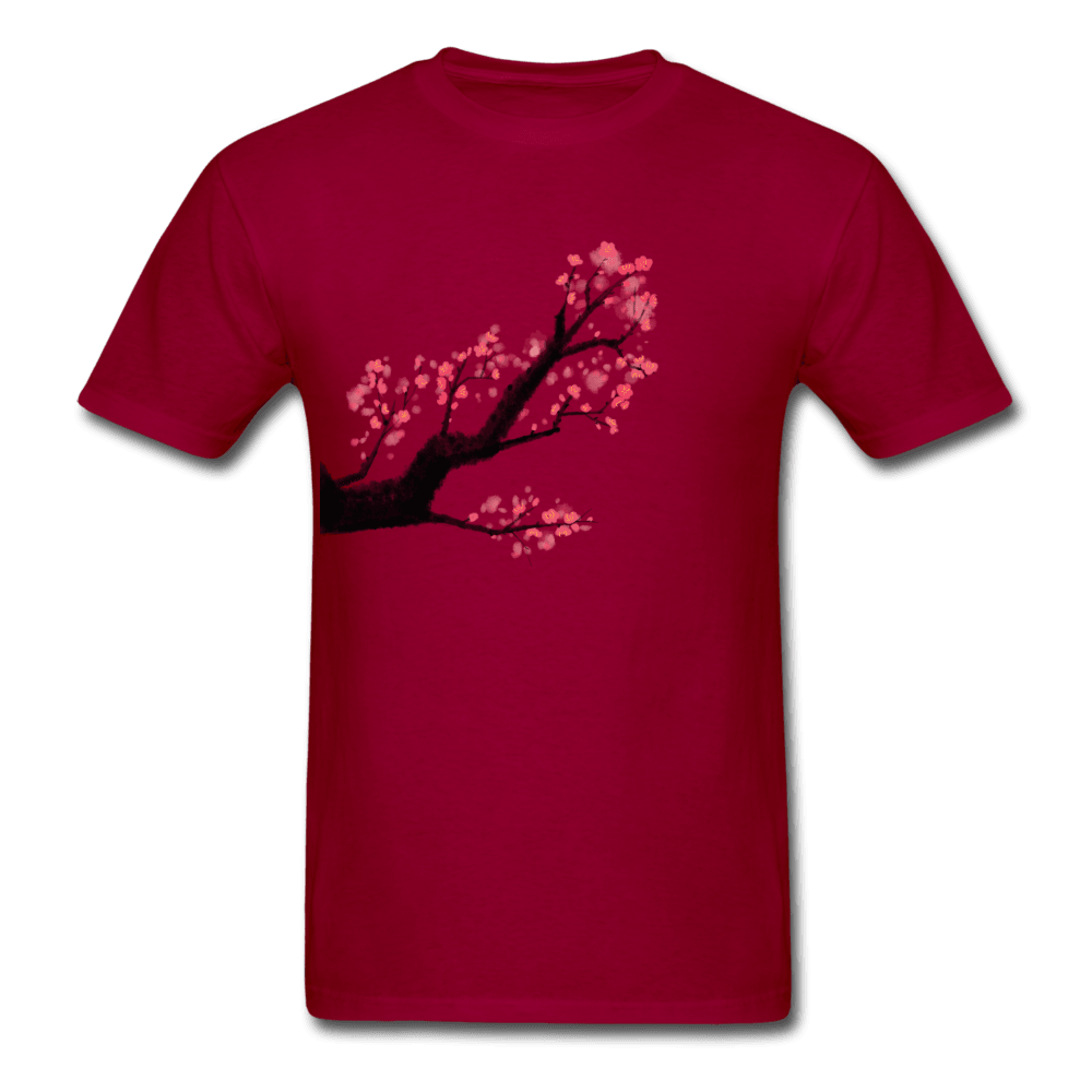 Watercolor Cherry Blossom T-Shirt - dark red