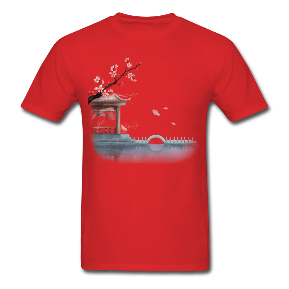 Cherry Blossom Garden T-Shirt - red