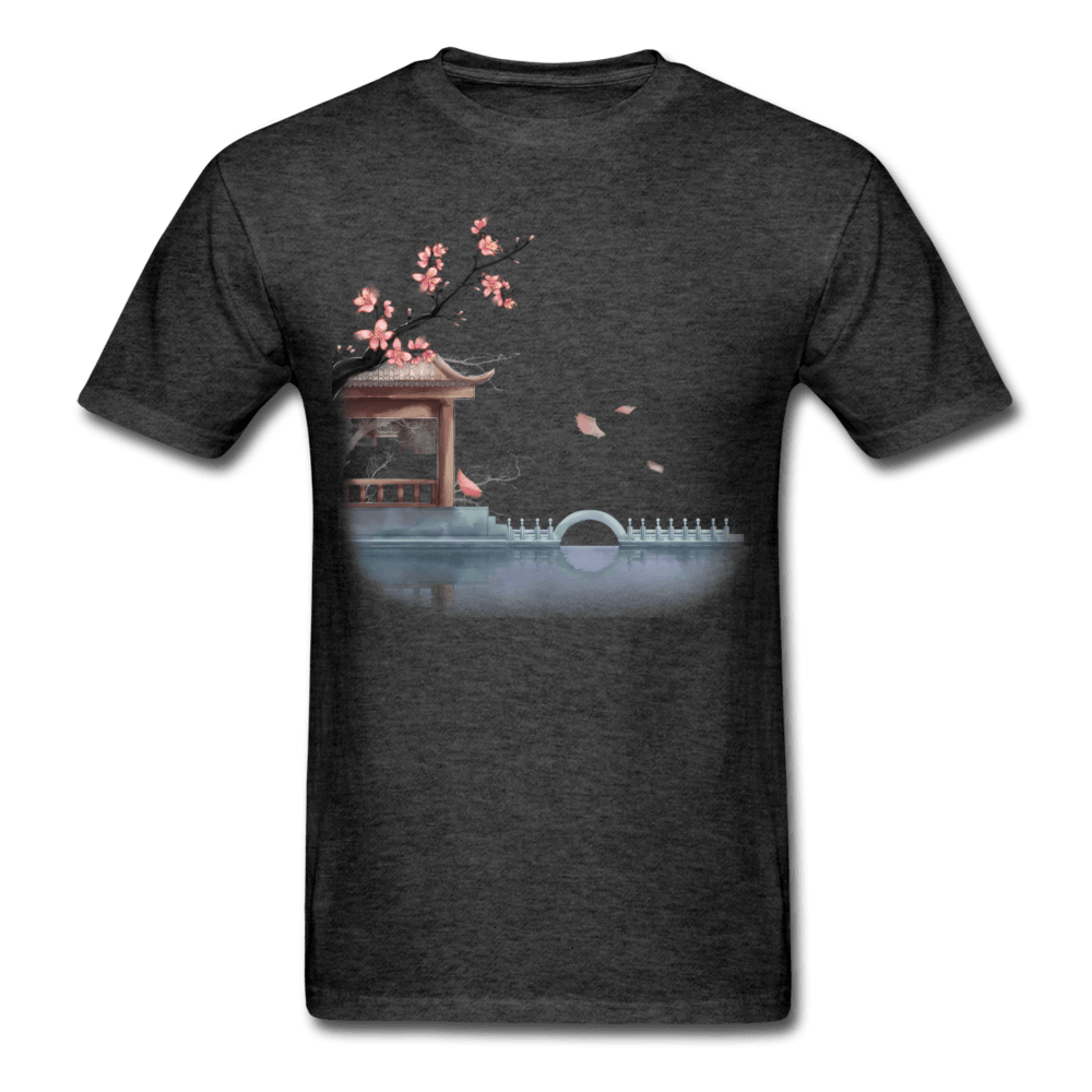 Cherry Blossom Garden T-Shirt - heather black