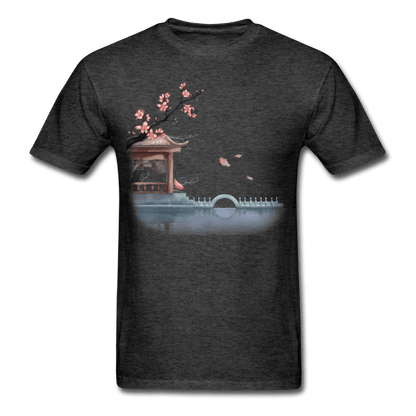 Cherry Blossom Garden T-Shirt - heather black