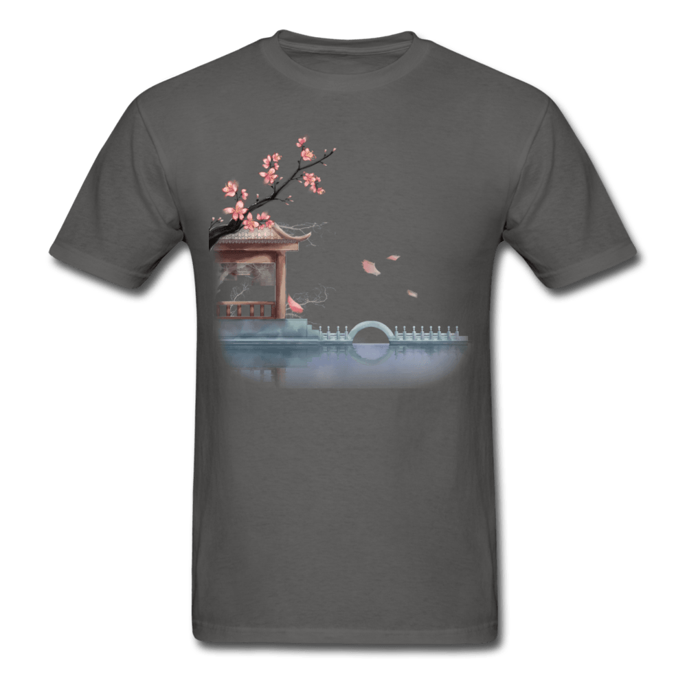 Cherry Blossom Garden T-Shirt - charcoal