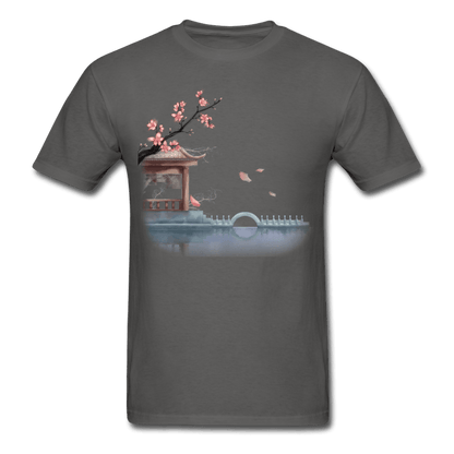 Cherry Blossom Garden T-Shirt - charcoal