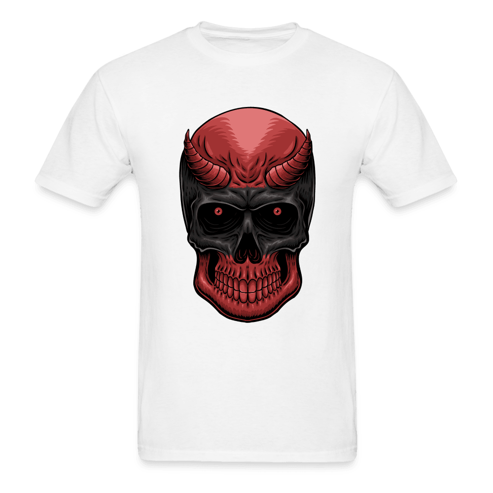 Red Demon Skull T-Shirt - white