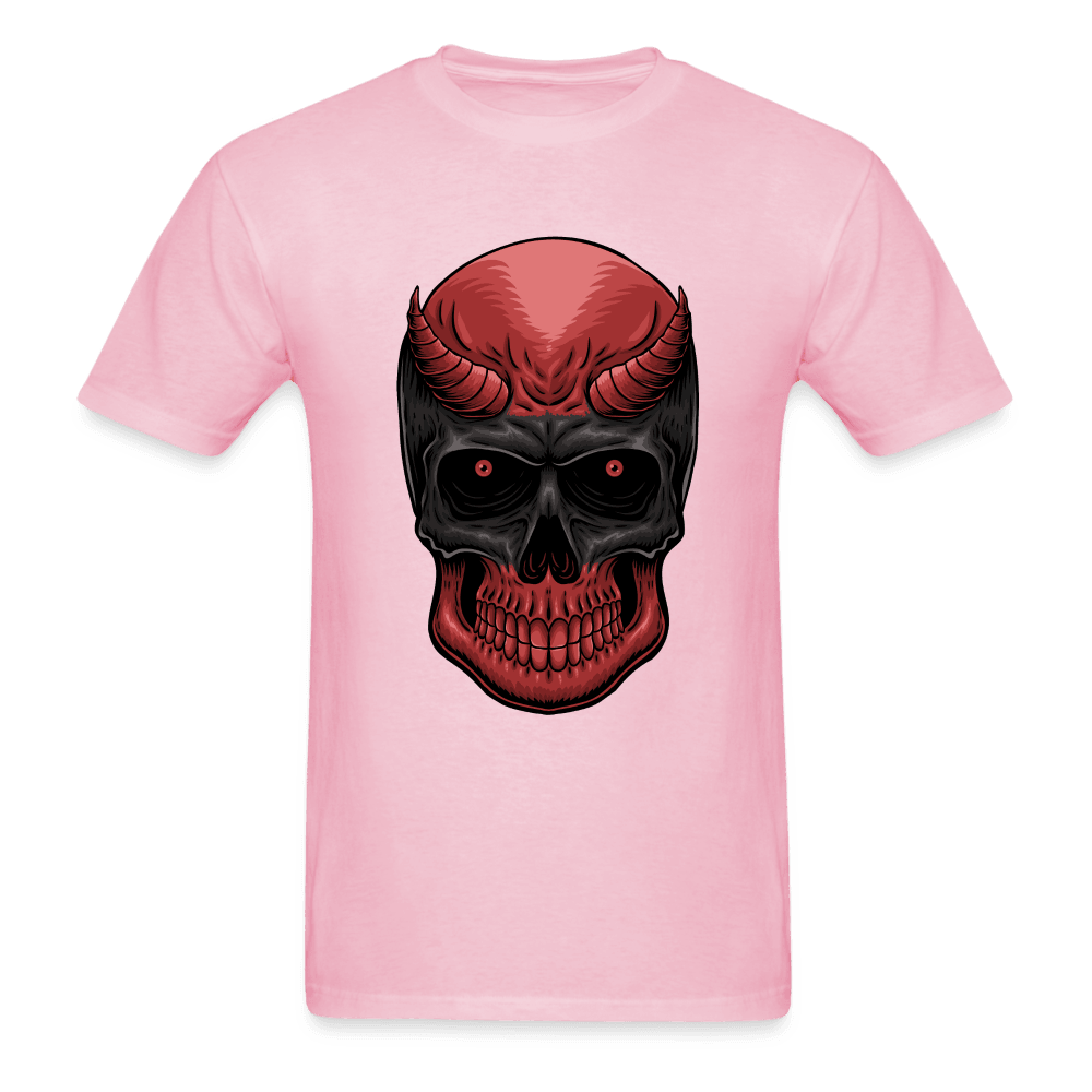 Red Demon Skull T-Shirt - light pink