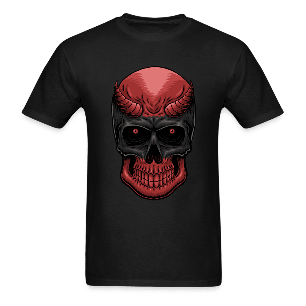 Red Demon Skull T-Shirt - black