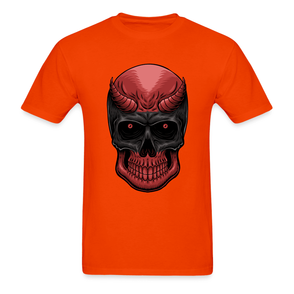 Red Demon Skull T-Shirt - orange