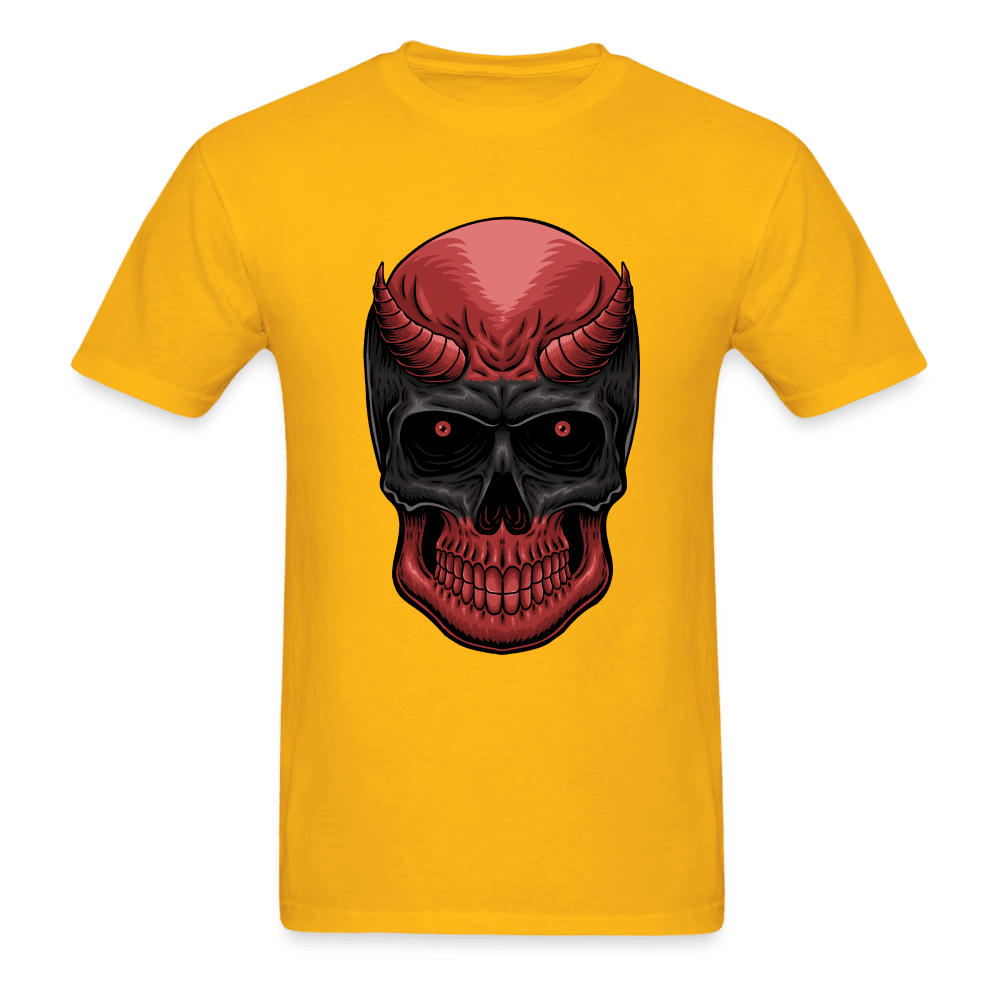 Red Demon Skull T-Shirt - gold