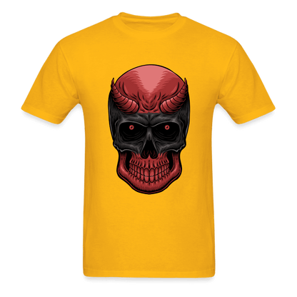 Red Demon Skull T-Shirt - gold