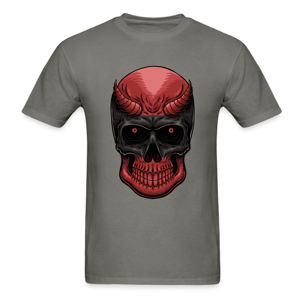 Red Demon Skull T-Shirt - charcoal