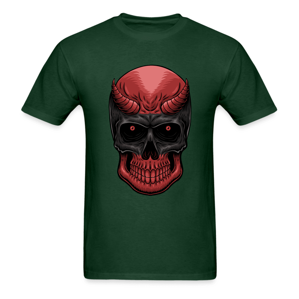 Red Demon Skull T-Shirt - forest green