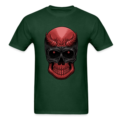 Red Demon Skull T-Shirt - forest green