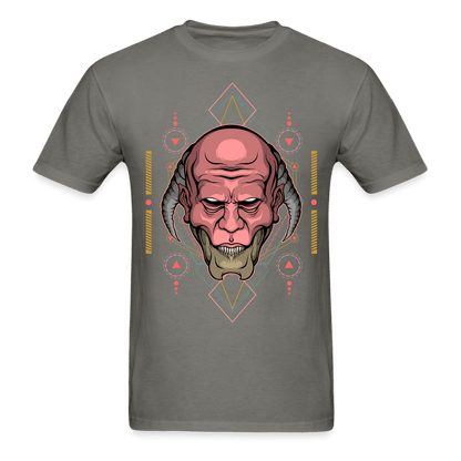 Back-Horned Demon T-Shirt - charcoal