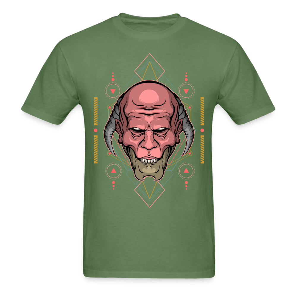 Back-Horned Demon T-Shirt - military green