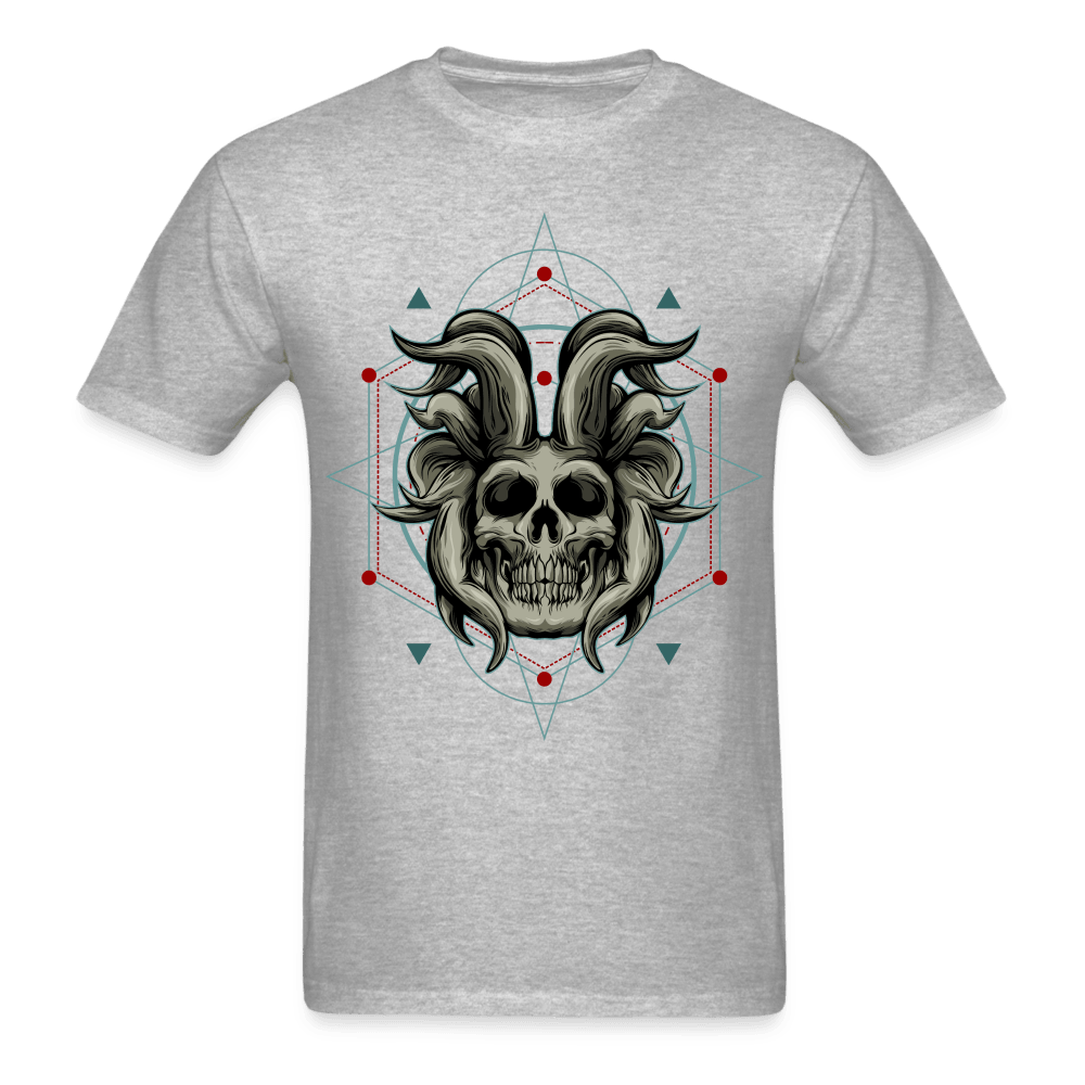 Horned Skull T-Shirt - heather gray