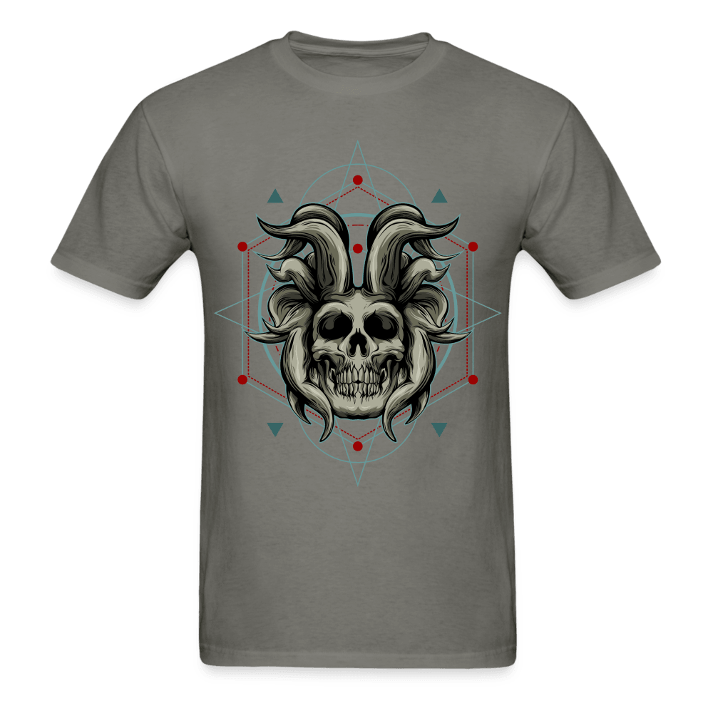 Horned Skull T-Shirt - charcoal