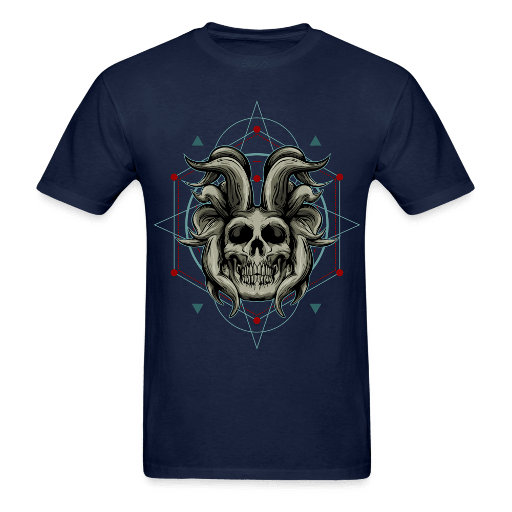 Horned Skull T-Shirt - navy